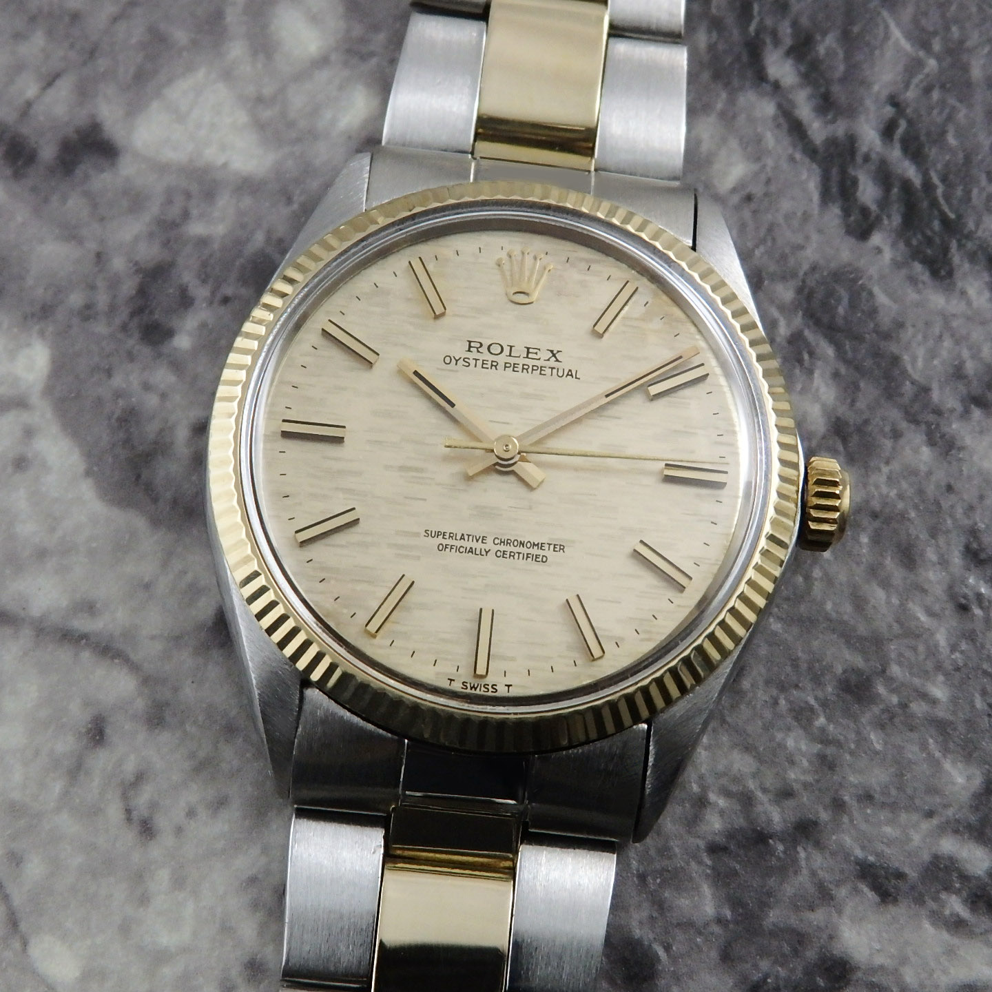 オイスター 腕時計（メンズ） ロレックス ROLEX オイスターパーペチュアル Ref.1005 アンティーク 1967年 ヴィンテージ 時計 フルーテッドベゼル YG コンビ Cal.1570