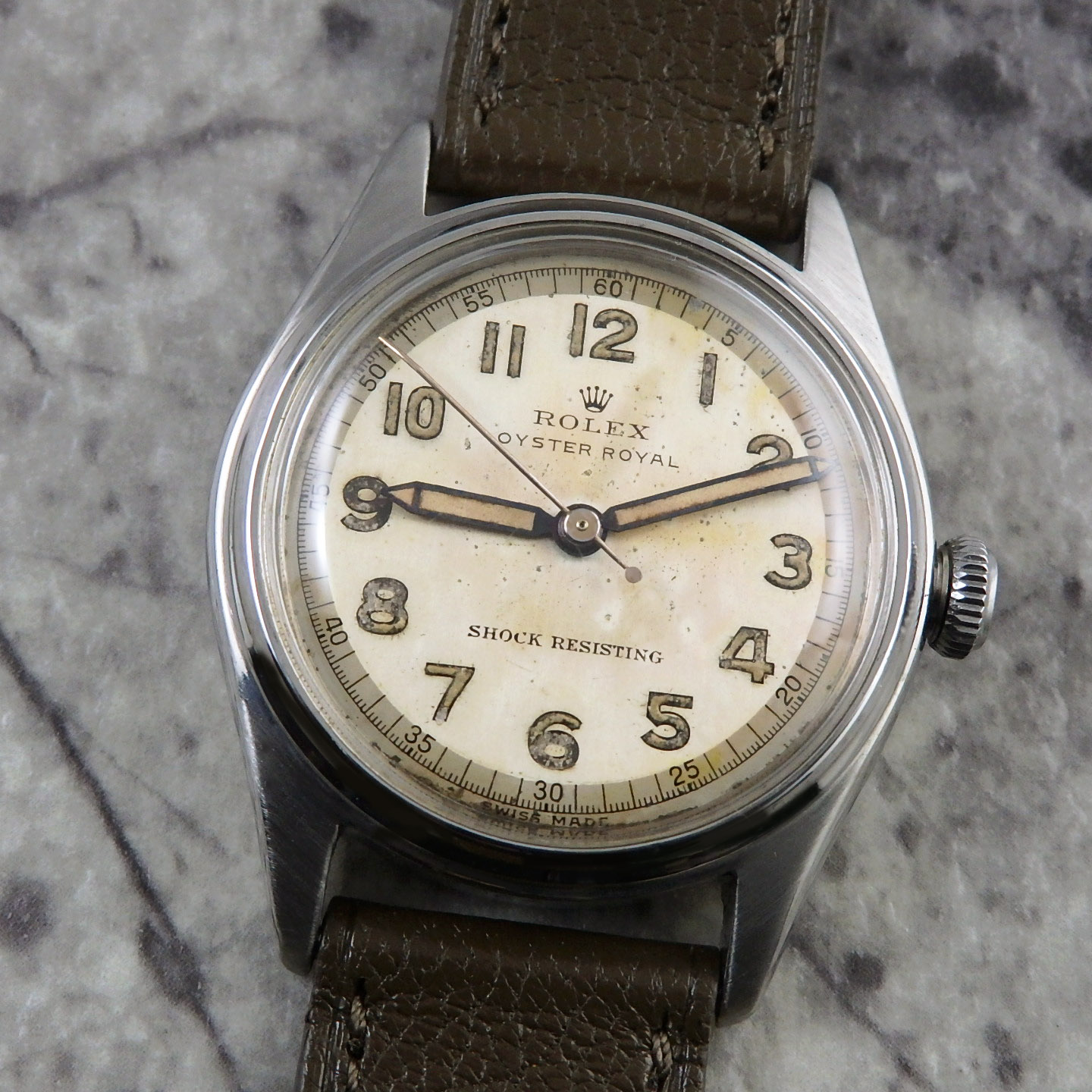 オイスター 腕時計（メンズ） ロレックス オイスターロイヤル 4444 オリジナルダイヤル Cal.10 1/2 ROLEX 1946年 昭和21年 アンティーク ヴィンテージウォッチ