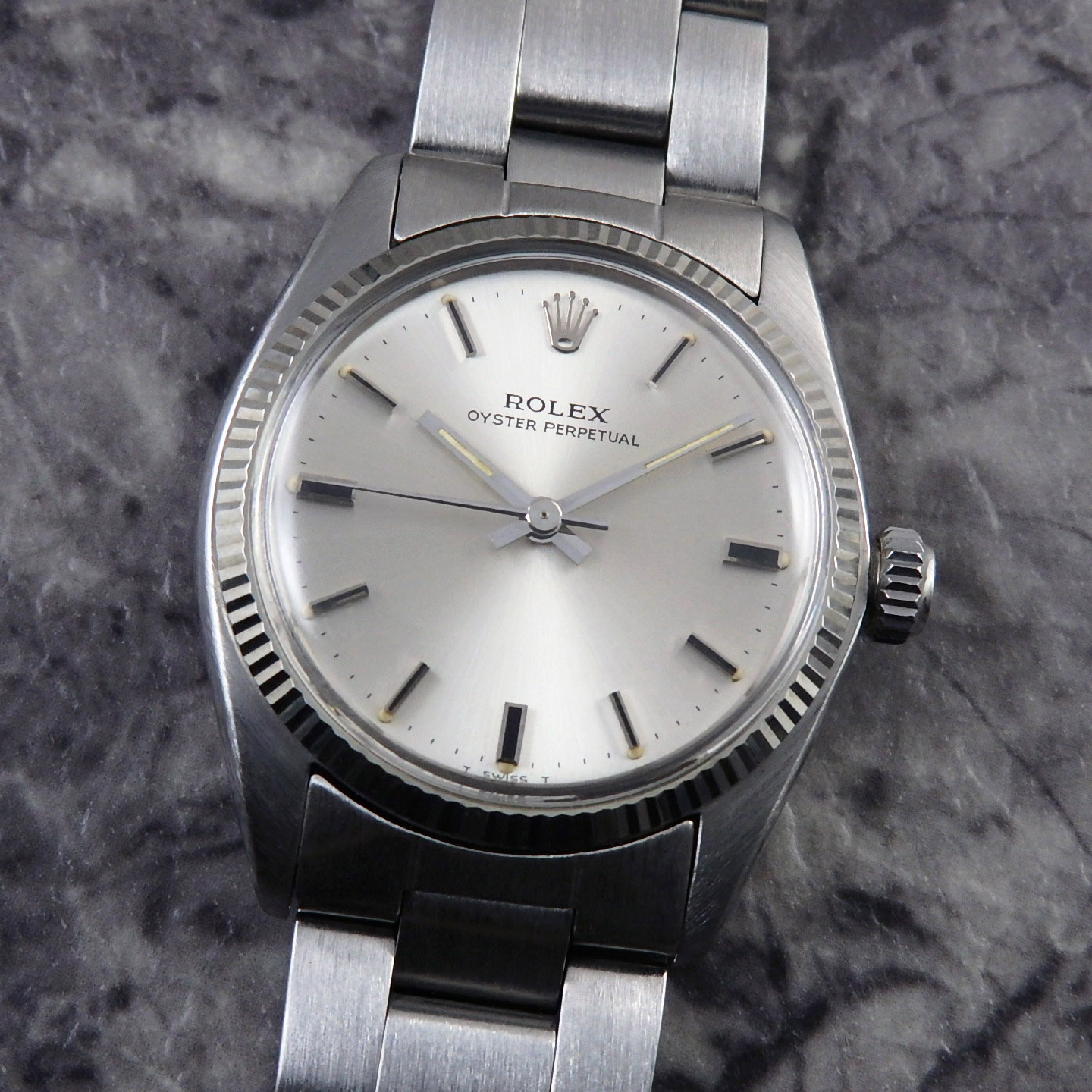 オイスター 腕時計（メンズ） ROLEX オイスターパーペチュアル 6751 WGベゼル ボーイズ ブレス付 自動巻 1977年 アンティーク ROLEX ヴィンテージ