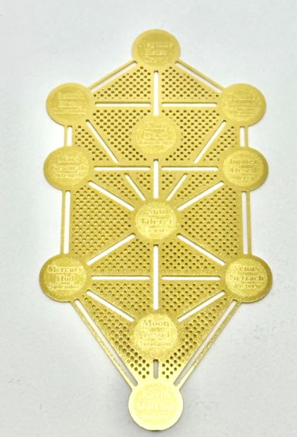【楽天最安値に挑戦】ERGON カバラ生命の樹(セフィロト)GOLDエナジーカード 古代神聖幾何学 幸運 開運 護符 8cmメタルプレート【送料無料】