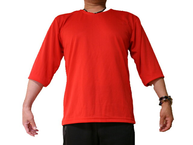 七分袖【ドライシャツ】赤色［入墨・TATTO・お土産］