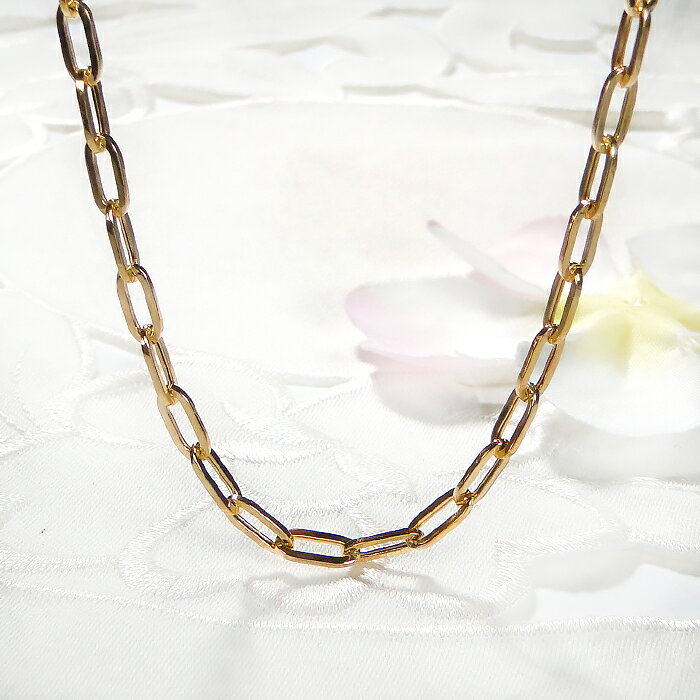 K18YG 中空 ペーパークリップ チェーン ネックレス 3.5ミリ 全長45cm18金 K18 18K ゴールド ゴールドネックレス 地金 地金ネックレス チェーンネックレス 人気 可愛い おしゃれ ペンダント チェーンのみ 代引手数料無料 送料無料 品質保証書 プレゼント イエローゴールド