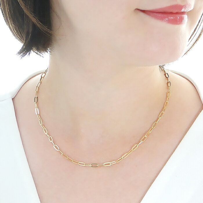 K18YG 中空 ペーパークリップ チェーン ネックレス 3.5ミリ 全長45cm18金 K18 18K ゴールド ゴールドネックレス 地金 地金ネックレス チェーンネックレス 人気 可愛い おしゃれ ペンダント チェーンのみ 代引手数料無料 送料無料 品質保証書 プレゼント イエローゴールド