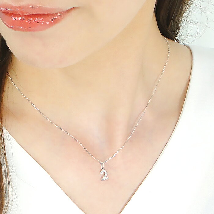 K18WG/YG/PG【0.03～0.05ct】ダイヤモンド ナンバー ネックレスペンダント ダイヤ...