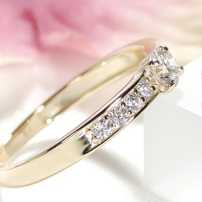 K18YG/PG/WG【0.30ct】ダイヤモンド リング送料無料 代引手数料無料 品質保証書 ジュエリー ダイヤリング 0.30カラット 一粒 ダイヤモンドリング フチあり ゴールド 18金 18k ハーフエタニティリング 4月誕生石 新作 人気 おしゃれ 普段使い デイリーリング