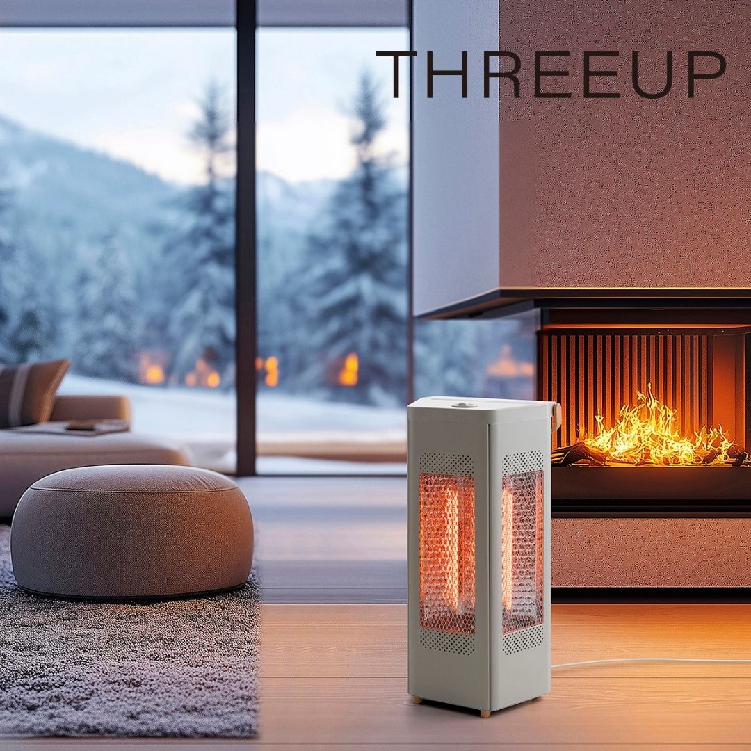 【POINT10倍】THREEUP（スリーアップ）WOODSTYLE トライアングルヒーター【宅配便対象】電気ストーブ 電気ヒーター ワイド暖房 カーボンヒーター 遠赤外線 ストーブ 脱衣所 リビング 玄関