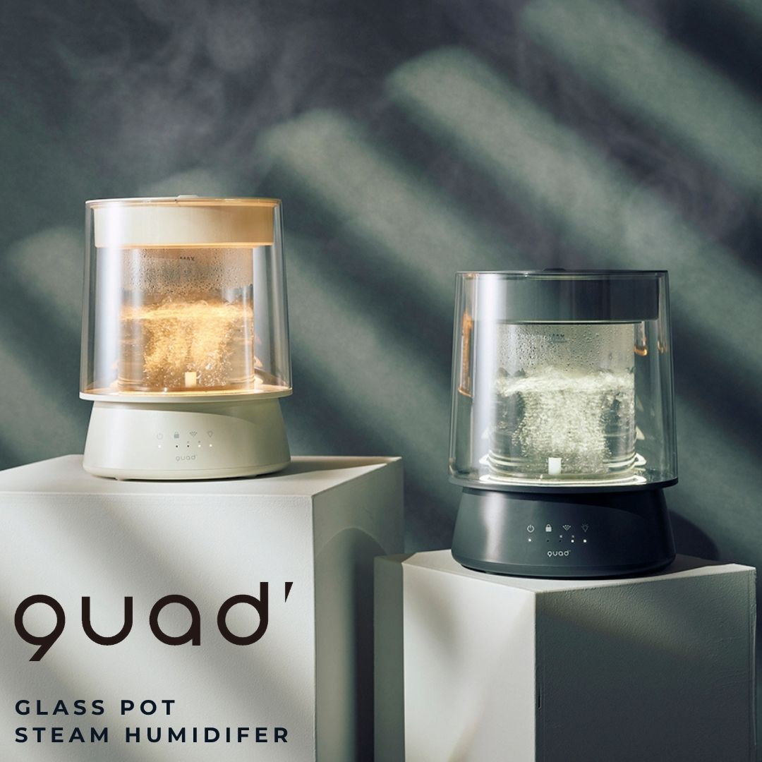 【POINT10倍】quad'（クワッズ）ガラススチーム加湿器 GLASS【宅配便対象】加湿器 大容量 2.6L 上部給水 抗菌 LEDライト 間接照明 2段階調整 GLASS グラス おしゃれ インテリアのサムネイル