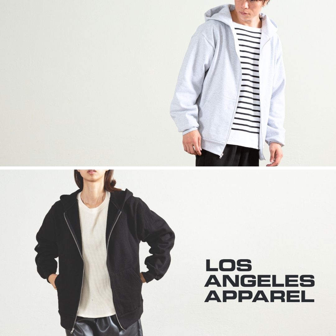 【POINT10倍】LOS ANGELES APPAREL（ロサンゼルスアパレル）HF10 14オンス ヘビーフリース ジップアップ パーカー【宅配便対象】パーカー フード トレーナー スウェット ルームウェア メンズ