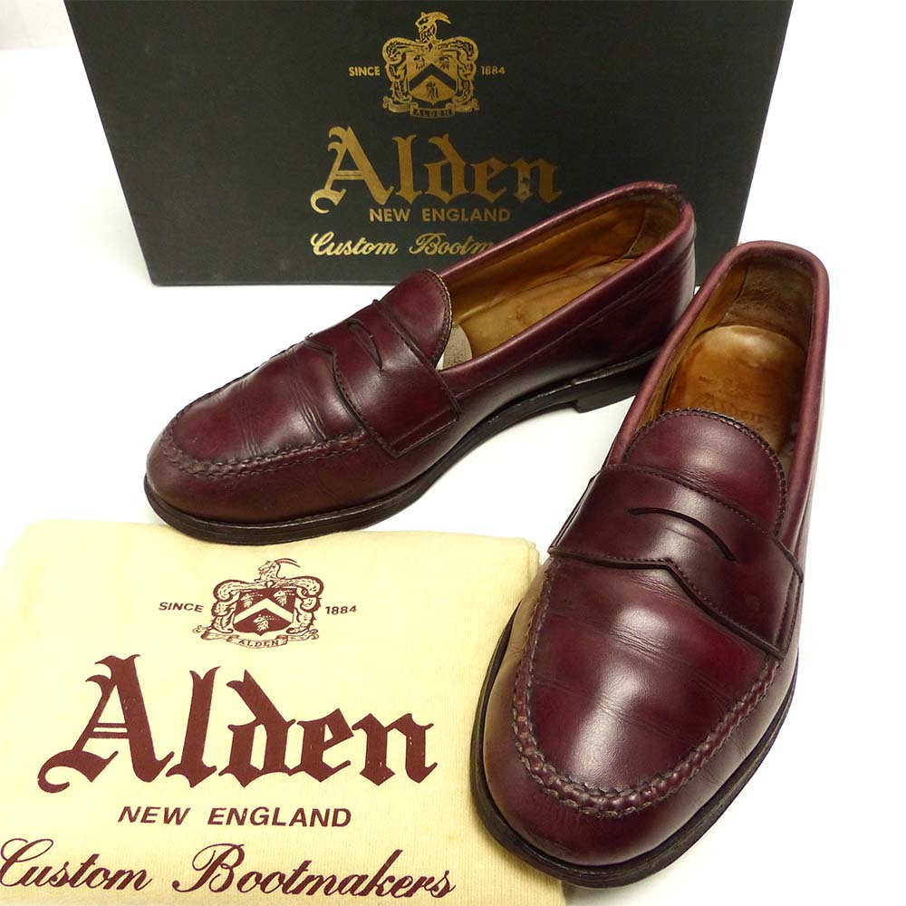 USA製 ALDEN / オールデン984コイン (ペニー) ローファー 7 1/2B/D(25-25.5cm相当)(箱・袋付き)【中古】【送料無料】