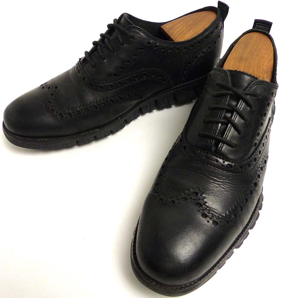 【未使用】コールハーン ゼログランド ウィングチップ レザー ブラック コール ハーン COLE HAAN ゼログランド リマスタード ウィング