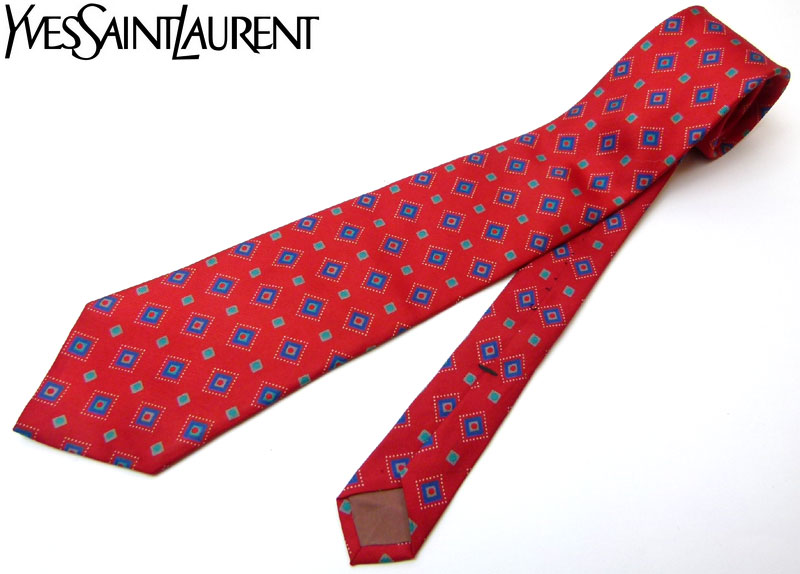 Yves Saint Laurent / イヴ・サンローラン 幾何学柄ネクタイ(赤)【中古】