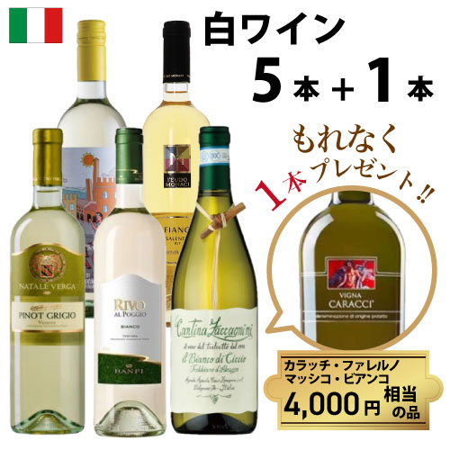 楽天AXAS Co. ONLINE COLLECTION【送料無料】【4000円以上の白ワイン1本をプレゼント！】白ワイン飲み比べ5本セット+もう1本！ イタリア 総額11,000円