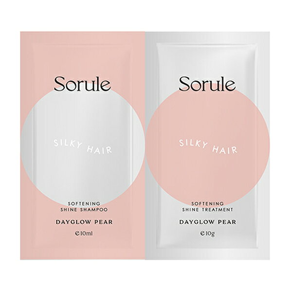 ブランド名ソルレ商品名ソフニングシャインシャンプー・トリートメント　サシェサンプル(Sorule SOFTENING SHINE SHAMPOO & TREATMENT)カテゴリー ヘアケア シャンプー・トリートメントセット商品説明ゴワつくダメージ髪にダメージによって乱れた髪のコンディションを整える芯まで補修し、とろんとやわらかなツヤ髪へ悩みが尽きないヘアケアに、“髪のやわらかさ”に着目したケアを。髪の芯・内側・表面の3層に着目し、不足しがちなうるおいを与え、ダメージを補修するソフニング補修成分を配合。やわらかな質感の髪へ導きます。みずみずしいペアに、紅茶と甘美なフローラルがやさしく重なるフルーティーフローラルの香り。使い方■シャンプー：髪全体をよく予洗いしてから適量をとり、よく泡立てて洗います。その後、十分にすすいでください。■トリートメント：シャンプーの後よく水気をきり、適量を髪の中間〜毛先を中心になじませてください。その後、十分にすすいでください。全成分■シャンプー：水、ラウロイルメチルアラニンNa、コカミドDEA、コカミドプロピルベタイン、ココイルグルタミン酸Na、ステアルジモニウムヒドロキシプロピル加水分解ケラチン（羊毛）、加水分解シルク、ヒドロキシエチルウレア、加水分解コラーゲン、加水分解ヒアルロン酸、ヒアルロン酸Na、ナイアシンアミド、ツボクサエキス、ハトムギ種子エキス、ローズマリー葉エキス、ジマレイン酸プロピレンジアンモニウム、アミノエチルチオコハク酸ジアンモニウム、酒石酸、ジヒドロキシプロピルアルギニンHCl、チャ葉エキス、セラミドNP、セラミドNG、セラミドAP、プラセンタエキス、ジラウロイルグルタミン酸リシンNa、ヘマチン、メドウフォームーδーラクトン、γードコサラクトン、スクワラン、ポリクオタニウムー10、ココイルメチルタウリンNa、ポリクオタニウムー7、トリ（カプリル酸／カプリン酸）グリセリル、BG、水添レシチン、ダイズステロール、クエン酸、ジステアリン酸PEGー150、エチドロン酸、エチドロン酸4Na、トコフェロール、メチルパラベン、エタノール、フェノキシエタノール、香料■トリートメント：水、グリセリン、ステアリルアルコール、ベヘントリモニウムクロリド、ジメチコン、ステアルジモニウムヒドロキシプロピル加水分解ケラチン（羊毛）、加水分解シルク、ヒドロキシエチルウレア、加水分解ウールキューティクルタンパク、加水分解コンキオリンタンパク、キトサンヒドロキシプロピルトリモニウムクロリド、プルヌスインシチチア種子油、（加水分解シルク／PGプロピルメチルシランジオール）クロスポリマー、加水分解ヒアルロン酸、加水分解コラーゲン、ヒアルロン酸Na、セラミドNP、セラミドNG、セラミドAP、γードコサラクトン、メドウフォームーδーラクトン、ジラウロイルグルタミン酸リシンNa、ヘマチン、スクワラン、プラセンタエキス、チャ葉エキス、アルギニン、グルタミン酸、フィトステロールズ、水添レシチン、トコフェロール、トリ（カプリル酸／カプリン酸）グリセリル、BG、ヒドロキシエチルセルロース、キサンタンガム、ジココジモニウムクロリド、ステアリン酸PEGー55、PPGー3カプリリルエーテル、アミノプロピルジメチコン、アモジメチコン、シクロペンタシロキサン、イソプロパノール、エタノール、フェノキシエタノール、メチルパラベン、香料内容量10mL+10g区分化粧品・フレグランス原産国日本区分：化粧品・フレグランス原産国：日本などメーカー名又は販売業者名：株式会社Rainmakers広告文責：アクサス株式会社 0120-94-7789