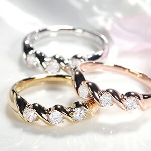 K18PG/YG/WG スリーストーン ダイヤモンド リング【0.3ctUP】ファッション ジュエリー ピンキー レディース 指輪 ピンク イエロー ホワイト ...