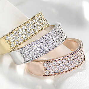 K18WG/YG/PG【0.5ctUP】ダイヤモンド パヴェ リング 指輪 リング ピンクゴールド イエローゴールド ホワイトゴールド ダイヤ エタニティ ダイ...