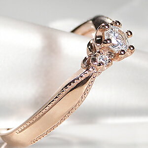 K18PG/YG/WG【0.23ct】ミルククラウン 一粒 ダイヤモンド リング指輪 ピンク イエロー ホワイト ダイヤ リング ダイア クラシカル　アンティーク　ピンキー 18金 4月誕生石 ギフト 人気 可愛い おしゃれ 重ねづけ ゴールド