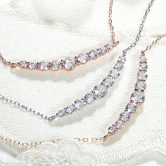 K18YG\PG\WG 0.5ct ダイヤモンド ライン ネックレス ペンダント【送料無料】ダイア 送料無料 品質保証..