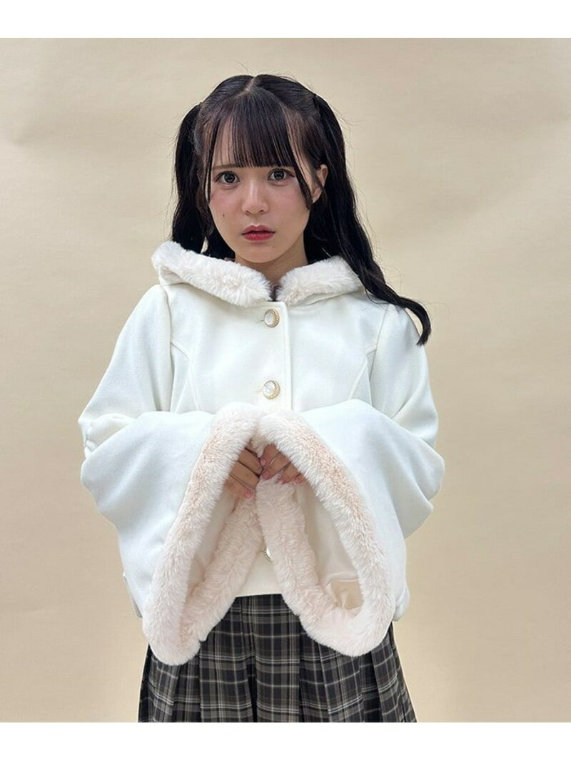 【SALE／18%OFF】ベルスリーブフード付コート axes femme POETIQUE アクシーズファム ジャケット・アウター ピーコート ホワイト パープル ブラック【RBA_E】【送料無料】[Rakuten Fashion]