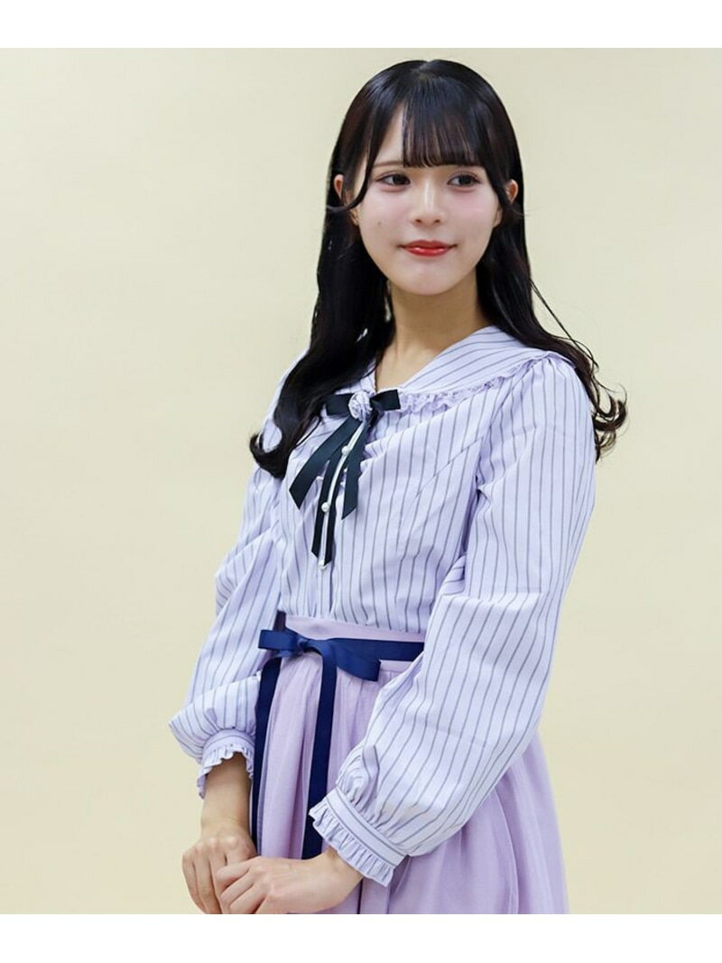 ブローチ付ピンストライプブラウスa...