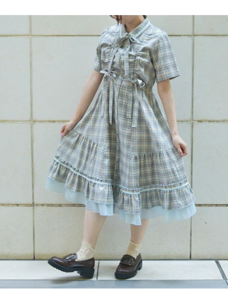 【SALE／15%OFF】リボン*チェック柄ワンピース axes femme アクシーズファム ワンピース・ドレス ワン..