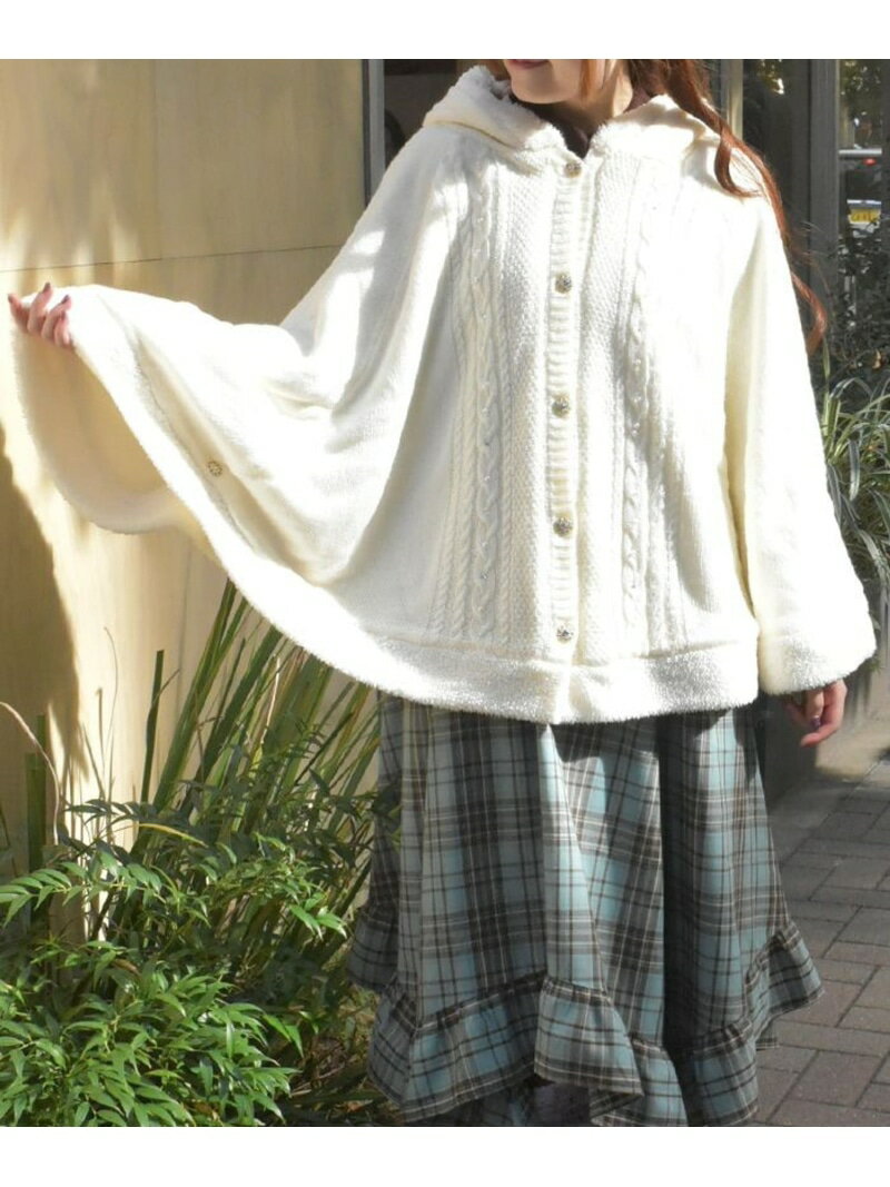 パール裏ボアニットポンチョ axes femme アクシーズファム トップス カーディガン ホワイト グリーン ワインレッド【送料無料】[Rakuten Fashion]のサムネイル