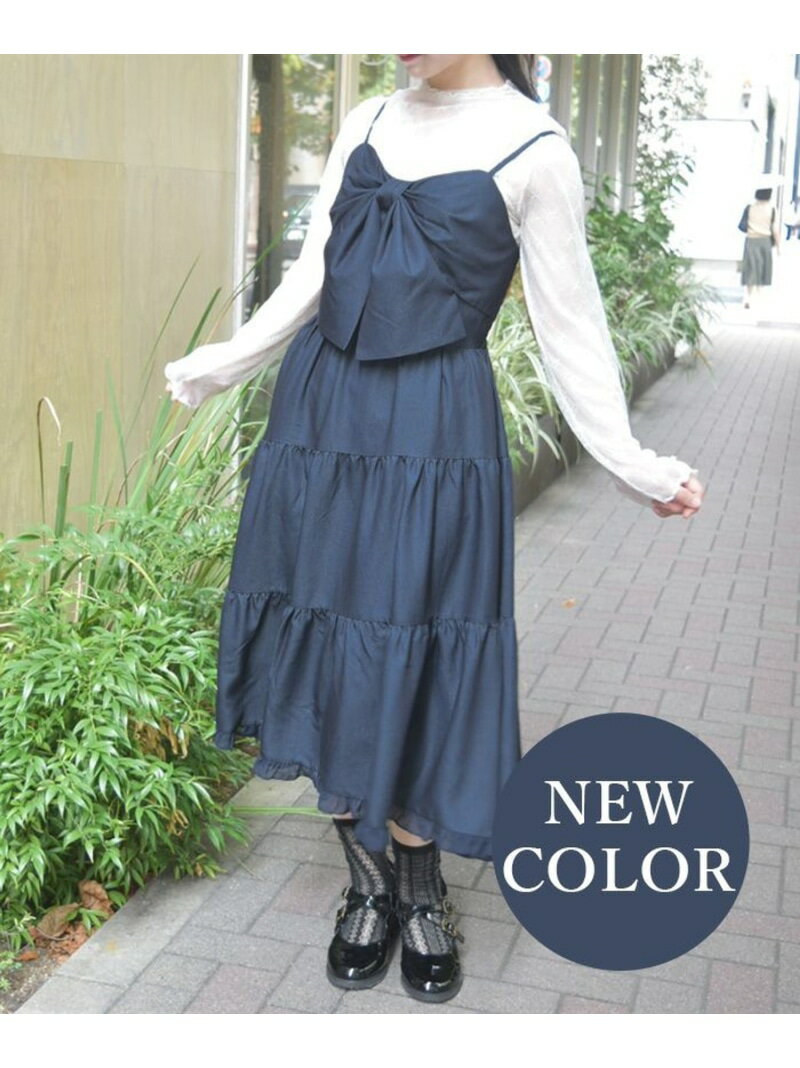 ビッグリボンティアードワンピース axes femme アクシーズファム ワンピース・ドレス ワンピース ホワイト ブルー ワインレッド グリーン【送料無料】[Rakuten Fashion]のサムネイル