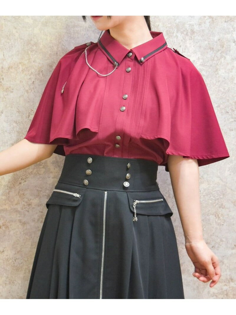 連釦*チェーン付きケープブラウス axes femme アクシーズファム トップス シャツ・ブラウス ベージュ【..