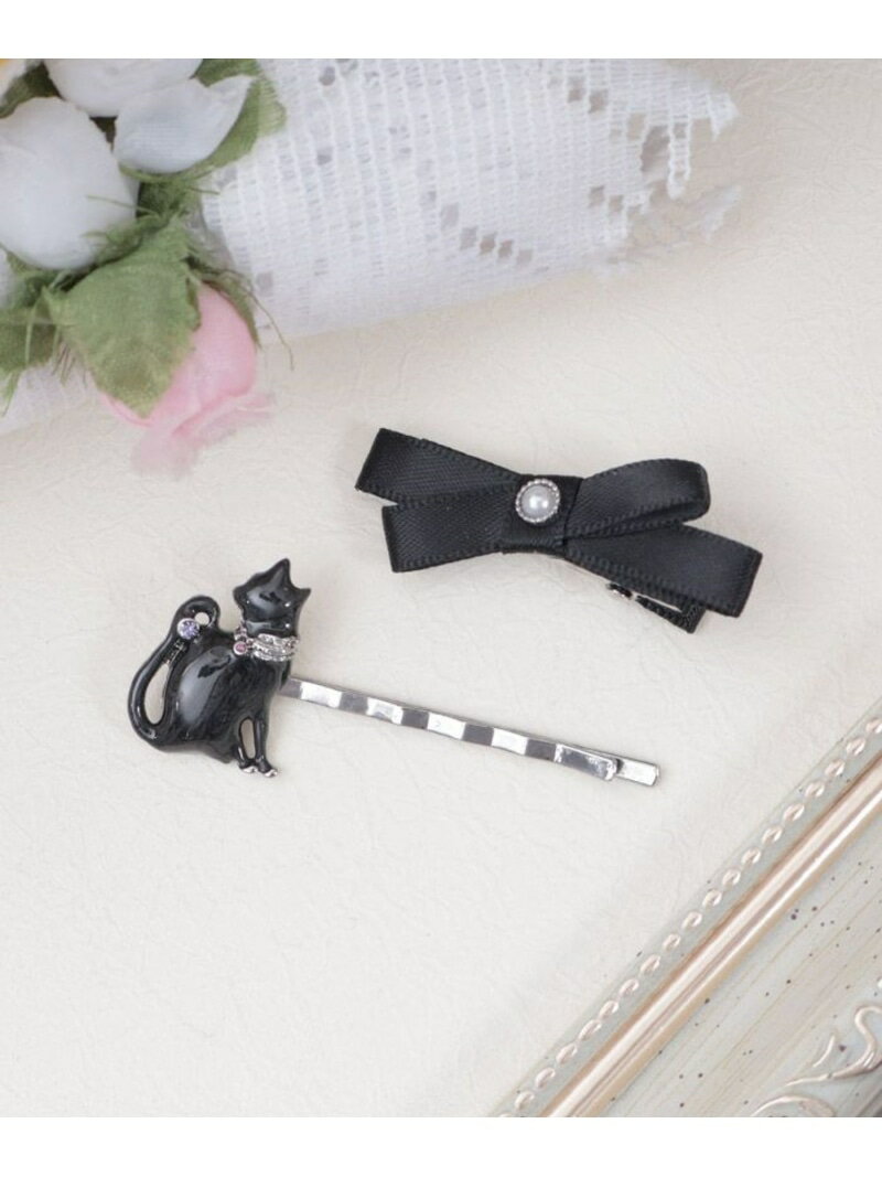 【SALE/20%OFF】リボンキャットヘアピンSET axes femme アクシーズファム ファッション雑貨 チャーム・キーチェーン シルバー ゴールド【R...