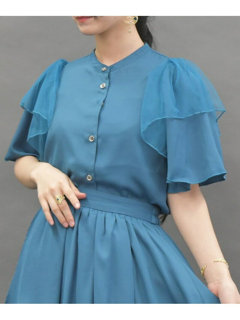 【SALE／30%OFF】フリル袖半袖ブラウス axes femme POETIQUE アクシーズファム トップス シャツ・ブラ..