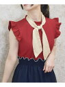 【SALE/50%OFF】スカーフ付ノースリプルオーバー axes femme アクシーズファム トップス カットソー・Tシャツ ネイビー ホワイト レッド【R...