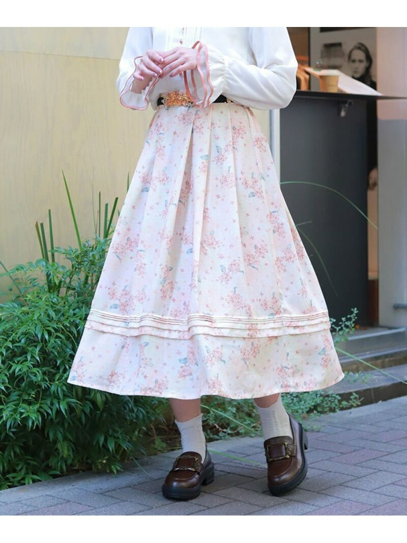 【SALE／30%OFF】金木犀柄タックスカート axes femme アクシーズファム スカート その他のスカート パープル ホワイト【RBA_E】【送料無料】[Rakuten Fashion]