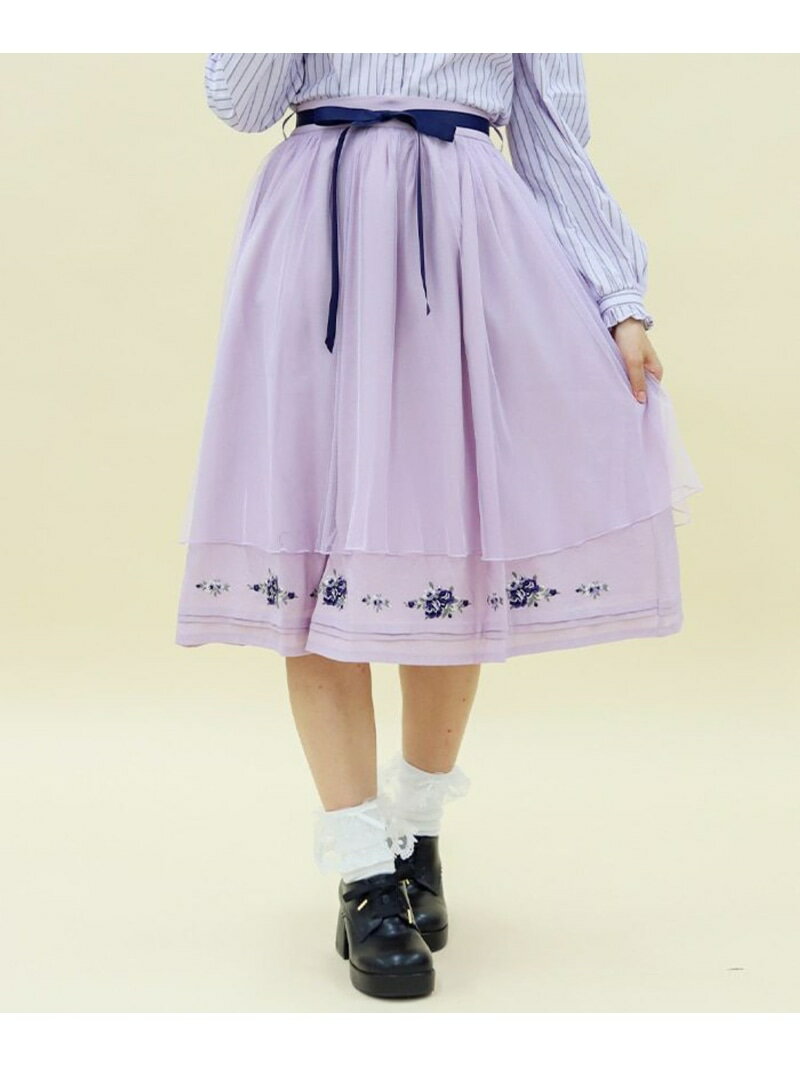 【SALE／33%OFF】ブーケ刺繍フレアスカート axes femme POETIQUE アクシーズファム スカート その他のスカート パープル ネイビー ホワイト【RBA_E】【送料無料】[Rakuten Fashion]のサムネイル