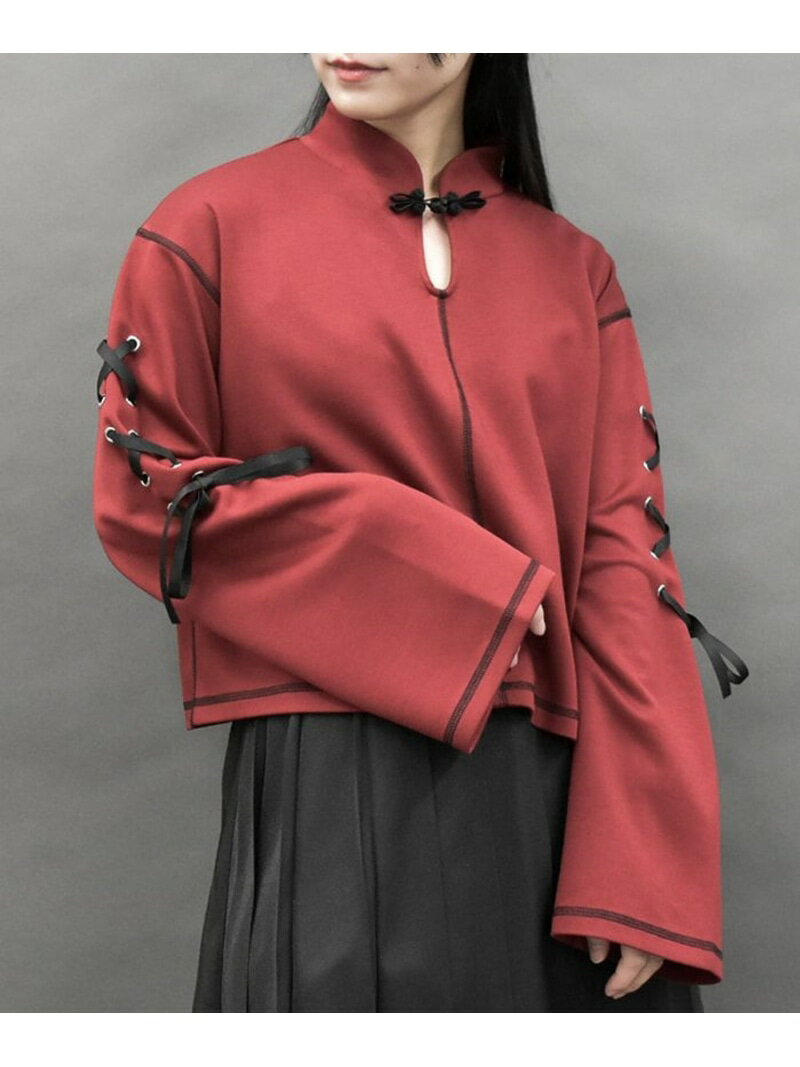 【SALE／40%OFF】オリエンタルカットプルオーバー axes femme POETIQUE アクシーズファム トップス カットソー・Tシャツ ブラック レッド ホワイト【RBA_E】[Rakuten Fashion]