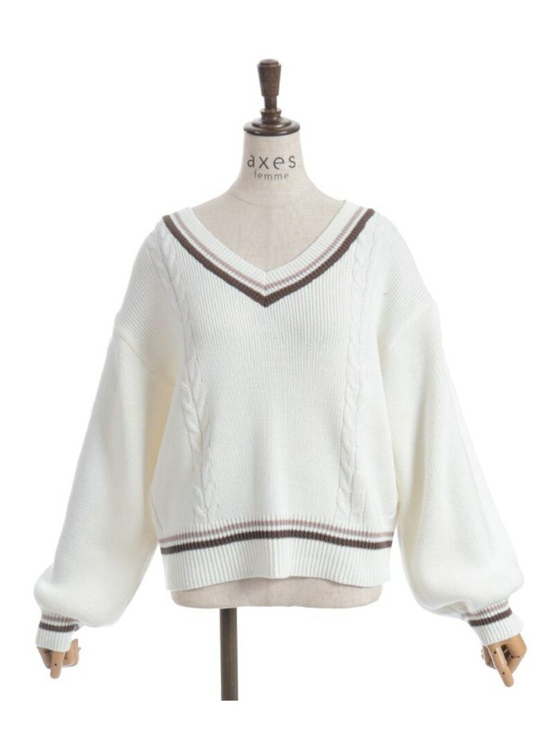 ケーブルチルデンニットプルオーバー axes femme アクシーズファム トップス ニット ブラウン グレー ベージュ【送料無料】[Rakuten Fashion]