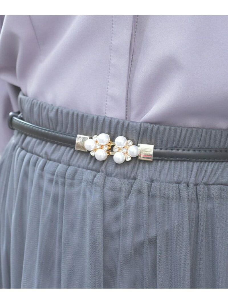 ビジューバックル調整細ベルト axes femme アクシーズファム ファッション雑貨 ベルト ベージュ[Rakuten Fashion](4)