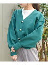 【SALE/28%OFF】ゴールドボタンニットカーデ axes femme アクシーズファム トップス カーディガン グリーン ゴールド グレー【RBA_E】[...