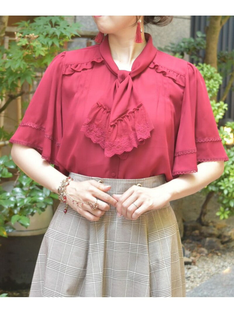 レース使いリボンブラウス axes femme アクシーズファム トップス シャツ・ブラウス ベージュ【送料無料】[Rakuten Fashion]のサムネイル