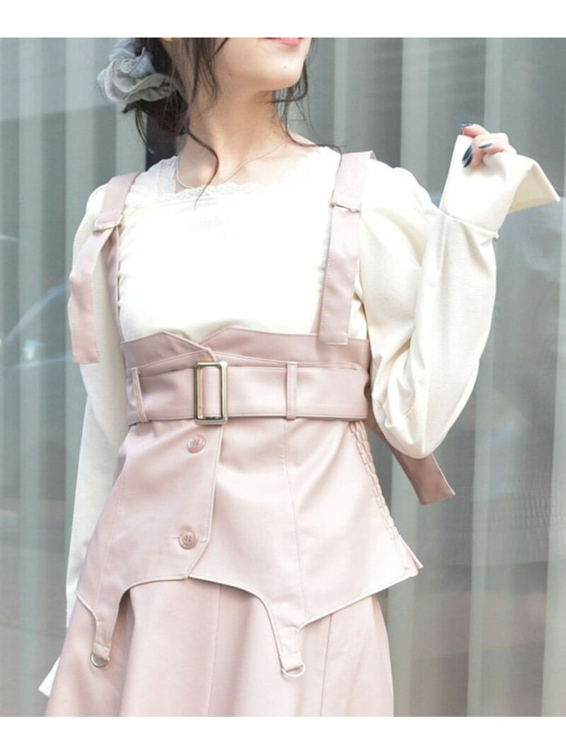 【SALE／50%OFF】合皮素材ビスチェ axes femme アクシーズファム トップス ベスト・ジレ ピンク【RBA_E..