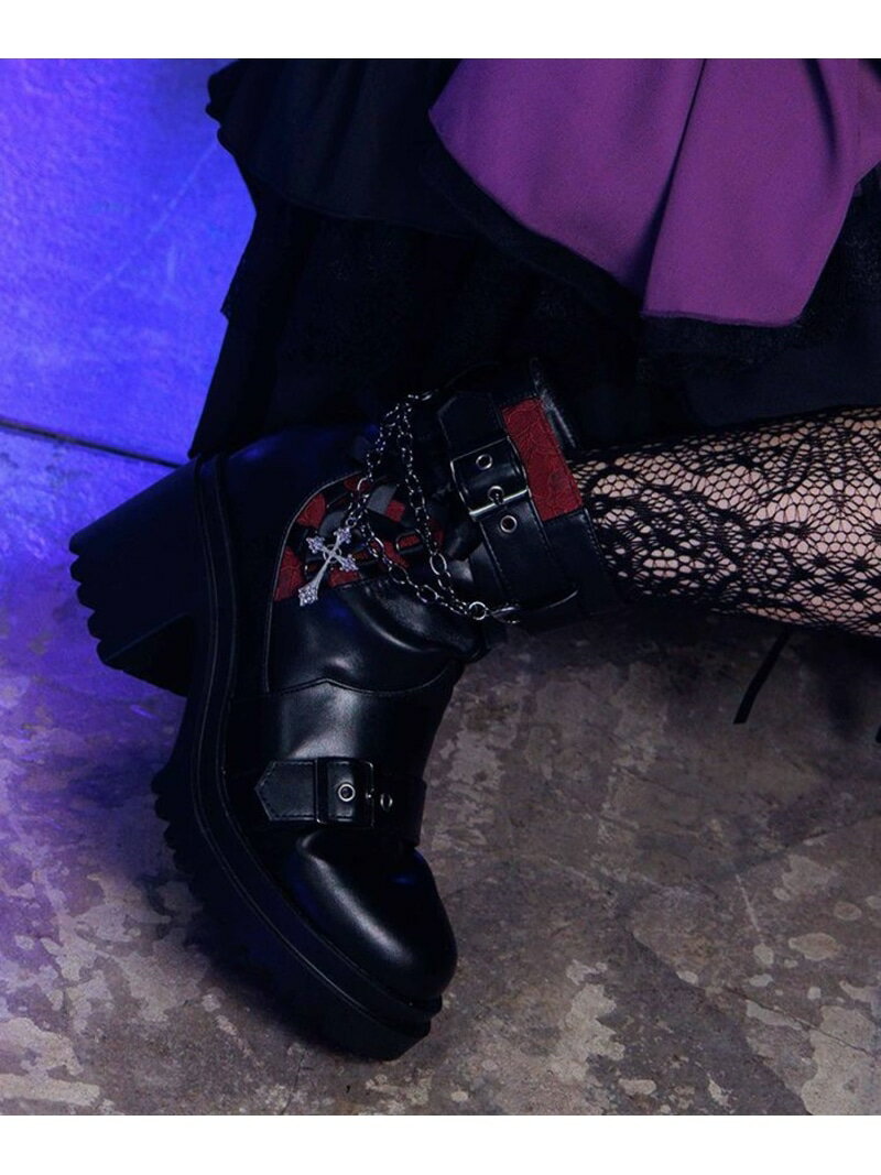 クロスチャームショートブーツ axes femme POETIQUE アクシーズファム シューズ・靴 ブーツ ワインレッ..