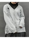 【SALE/35%OFF】スネークスケールダメージカーディガン axes femme POETIQUE アクシーズファム トップス カーディガン ブルー グレー...
