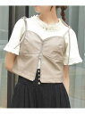 【SALE/33%OFF】リボンフェイクレザービスチェ axes femme アクシーズファム トップス ベスト・ジレ ベージュ ブラック【RBA_E】[Rak...