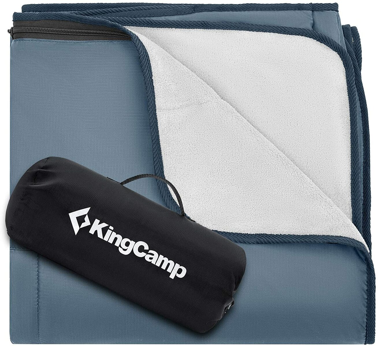 KingCamp ブランケット 厚手 保温 暖かい 毛布 ひざ掛け 掛け布団 マルチカバー レジャーシート アウトドア用 室内外兼用 大判(208*147cm) 防水 防寒 防風 コンパクト 収納袋付き 軽量