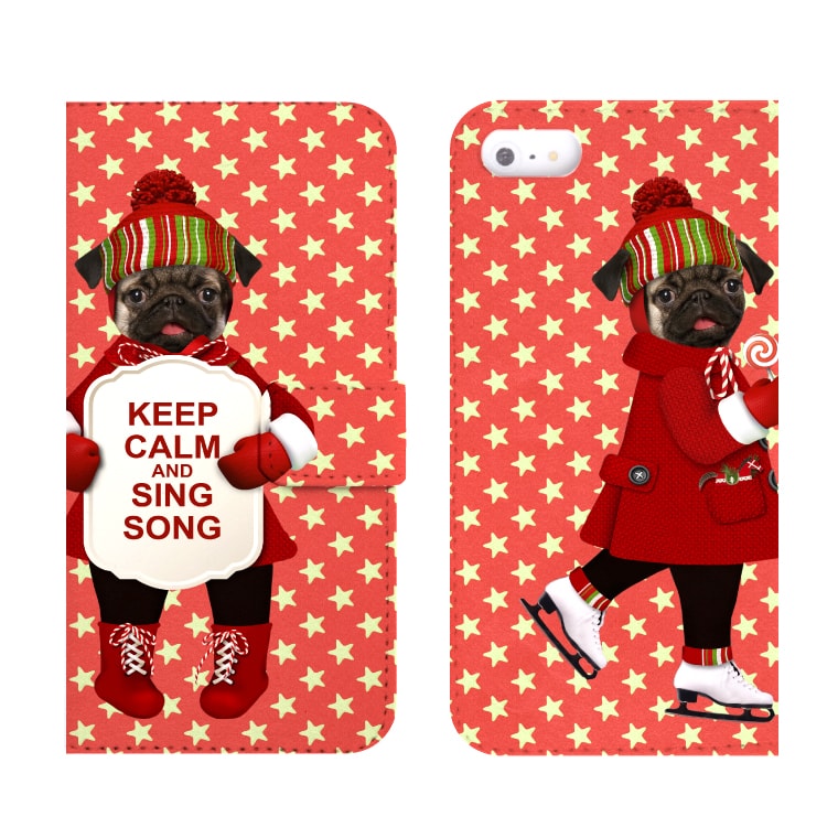 iPhone8 ケース 手帳型 送料無料 KEEP CALM AND SING SONG DOG ドッグ 犬 ワンちゃん スケート スター ニット カラー オシャレ オリジナル デザイン レッド ホワイト グリーン イエロー ブラック ベージュ カワイイ