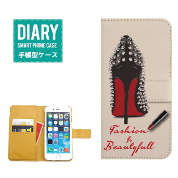 Disney Mobile DM-01G ケース 手帳型 (V) 送料無料 Fashion & Beautiful スタッズ ヒールカード入れ付き オシャレ オリジナル デザイン セレブ オシャレ シューズ 靴 ピンク レッド ブラック オフホワイト