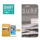 HTC J ISW13HTケース 手帳型 (M) 送料無料 SURF サーフ モノクロSATURDAYS SURF DAY 夏 太陽 夕焼け グレー ブラック ホワイト オシャレ デザイン