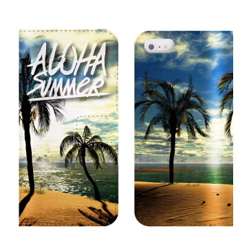 MONO MO-01J ケース 手帳型 (ML) 送料無料 ALOHA SUMMER LOME サマー・ラブ夏 太陽 夕焼け 風景 グリーン ブルー ピンク ホワイト オレンジ カワイイ デザイン