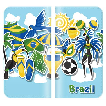 Xperia Z1 f SO-02Fケース 手帳型 (M) 送料無料 Brazil ブラジル デザイン オシャレ サンバ サッカー Soccer コルコバード Tucano 鳥 イエロー グリーン ブルー ホワイト 国旗