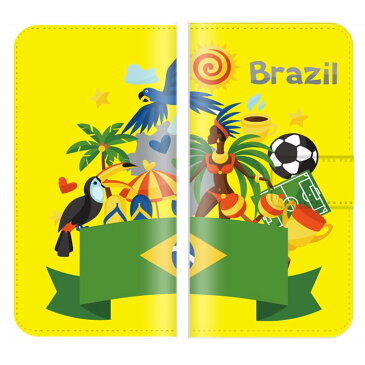 iPhone X ケース 手帳型 おしゃれ Brazil ブラジル デザイン サンバ サッカー Soccer コルコバード Tucano 鳥 イエロー グリーン ブルー ホワイト 国旗