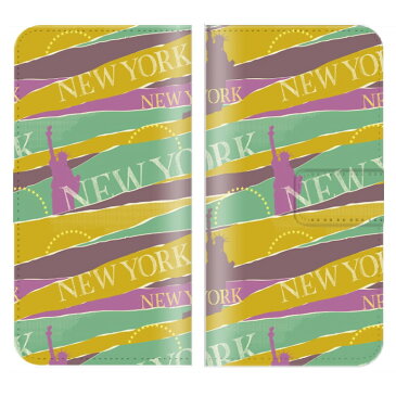 iPhone XR ケース 手帳型 NEW YORK イラスト デザイン ニューヨーク 自由の女神 Statue of Liberty オシャレ シンプル ホワイト ネイビー ブルー レッド パープル オレンジ