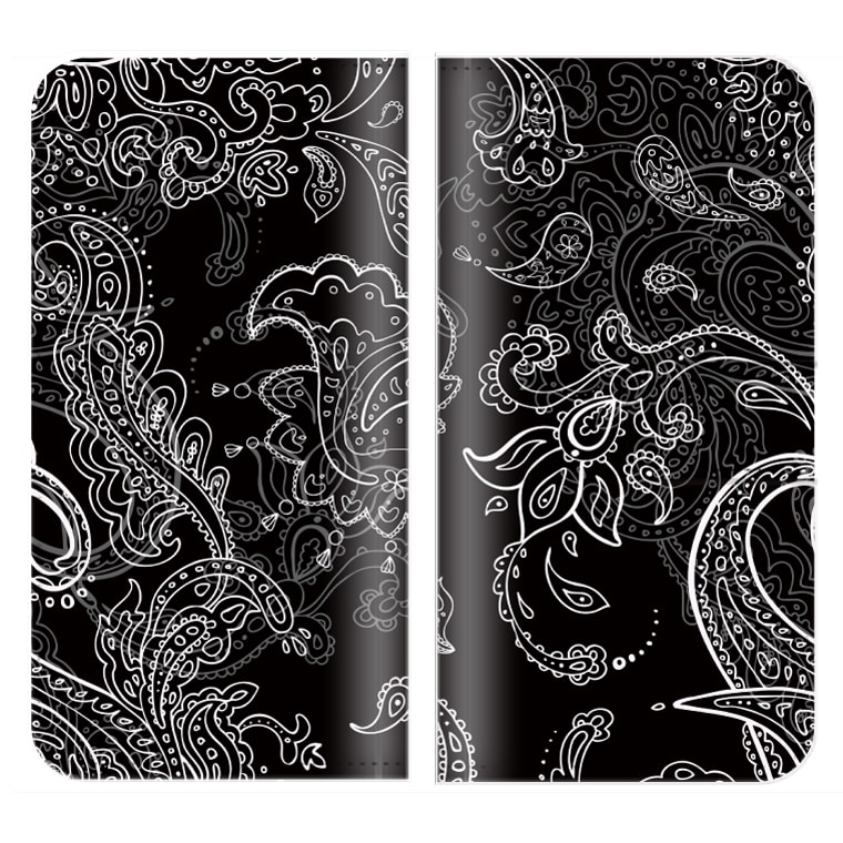 ZenFone 5 A500KLケース 手帳型 (L) 送料無料 ペイズリー Paisley デザイン イギリス UK 模様 文様 柄 パターン 女子 オシャレ バンダナ スカーフ ブラック グリーン イエロー ブルー ホワイト ピンク レッド